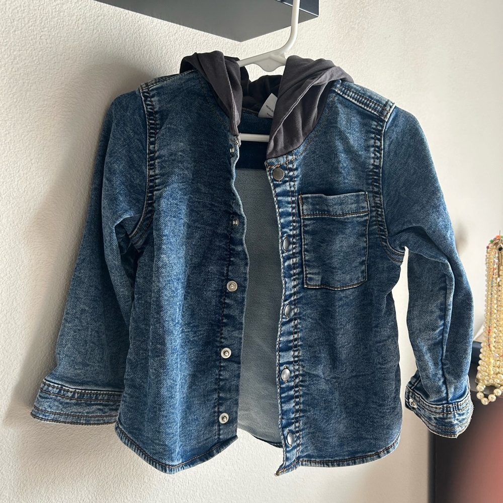 Wonder Nation Dark Blue Jean Jacket with Hood